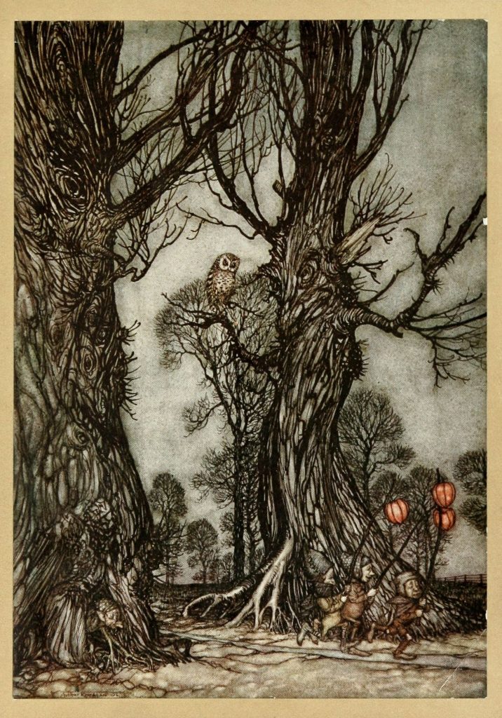 Peter Pan Linkmen running in front carrying winter cherries
