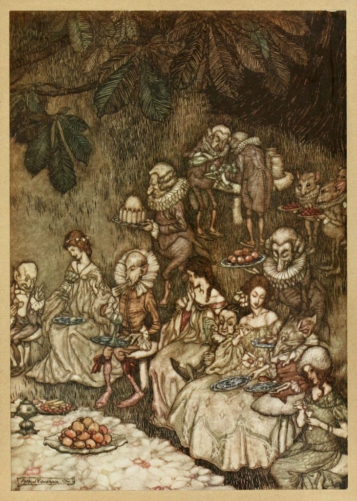 Peter Pan The fairies sit round on mushrooms, and at first they are well behaved