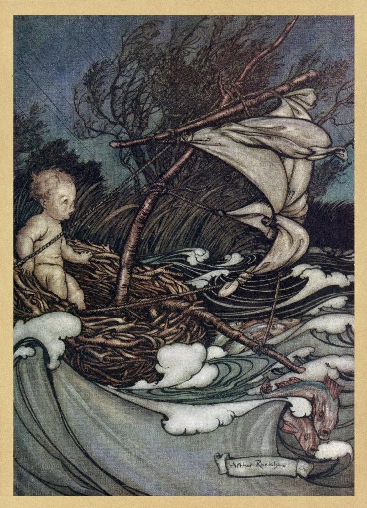 Peter Pan There now arose a mighty storm, and he was tossed this way and that