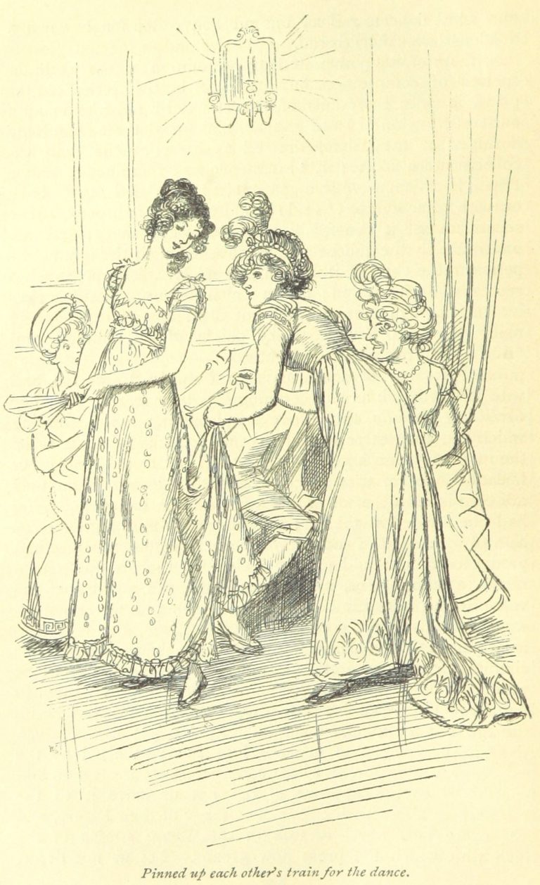 Jane Austen Northanger Abbey - pinned up each other's train for the dance