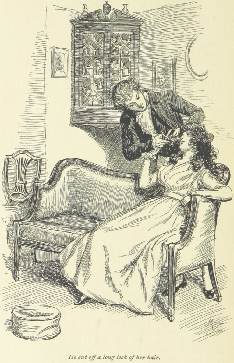 Jane Austen Sense and Sensibility - He cut off a long lock of her hair