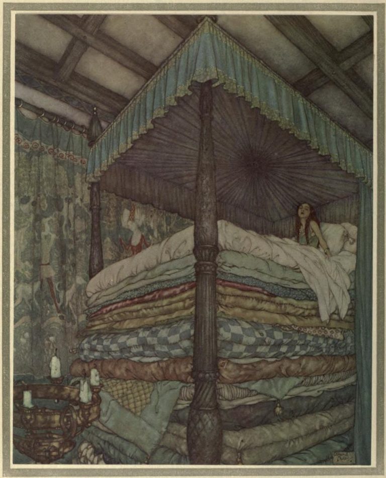 The Real Princess Illustration by Edmund Dulac - I have hardly closed my eyes the whole night! Heaven knows what was in the bed.