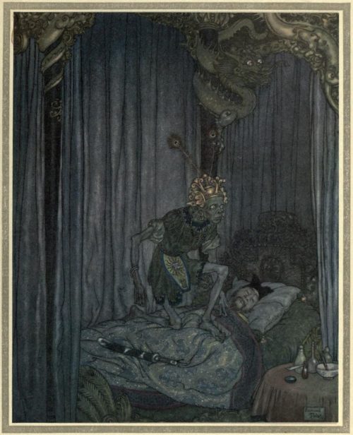 The Nightingale Illustration by Edmund Dulac - Even Death himself listened to the song