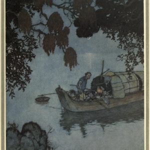 The Nightingale Illustration by Edmund Dulac - Even the poor fisherman lay still to listen to it