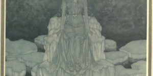 The Snow Queen Illustration by Edmund Dulac - The Snow Queen sat in the very middle of it when she sat at home