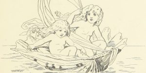 Fairies in Boat Illustration by E. Gertrude Thomson