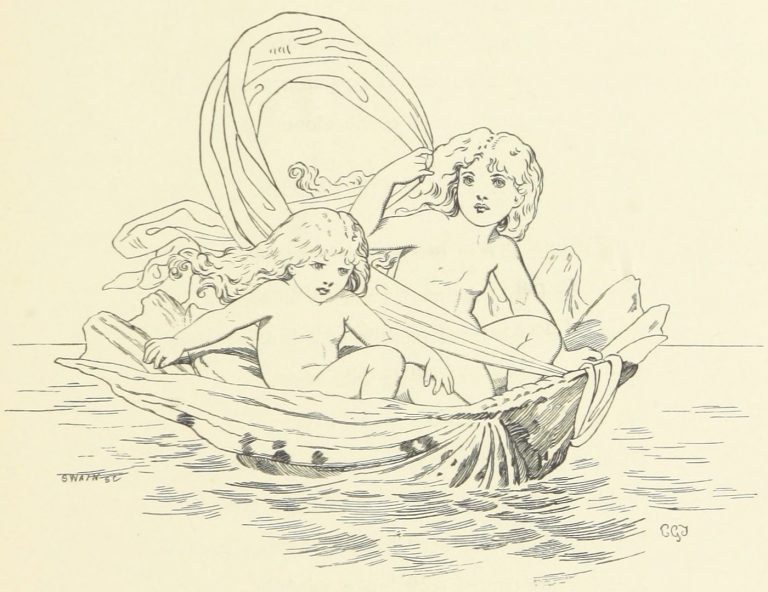 Fairies in Boat Illustration by E. Gertrude Thomson