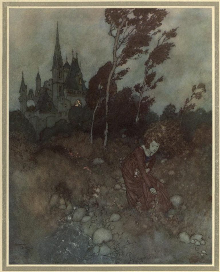 The Winds Tale Illustration by Edmund Dulac - She was always picking flowers and herbs