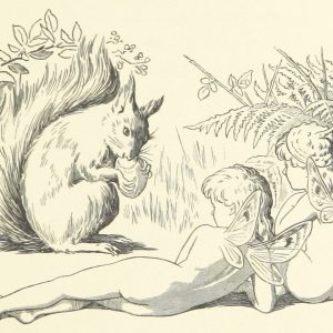 Fairies and Squirrel Illustration by E. Gertrude Thomson