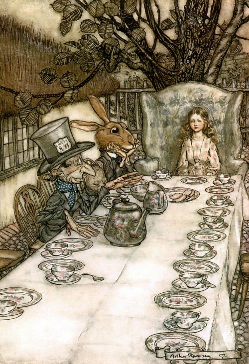 Alice's Adventures in Wonderland - A Mad Tea Party Illustration by Arthur Rackham