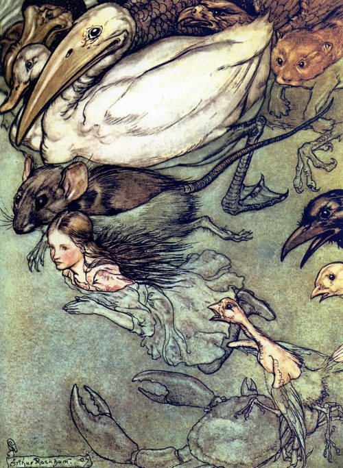 Alice's Adventures in Wonderland - The Pool of Tears Illustration by Arthur Rackham