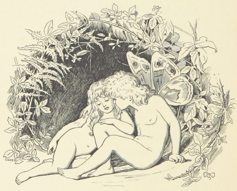 Fairies and Bower Illustration by E. Gertrude Thomson