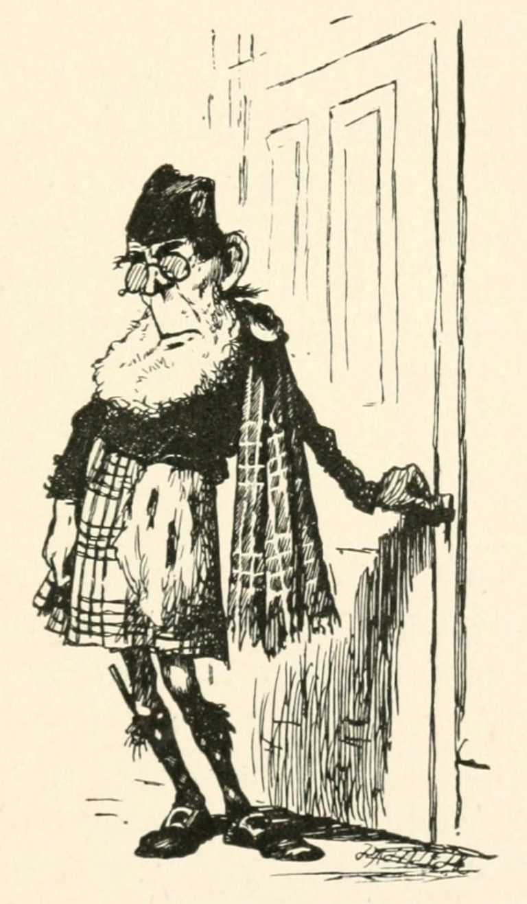 The Lang Coortin Poem - Sadly went he through the door Illustration by Arthur B. Frost