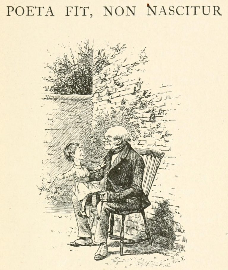 Poeta fit, non nascitur Poem - Child on old man's knee Illustration by Arthur B. Frost