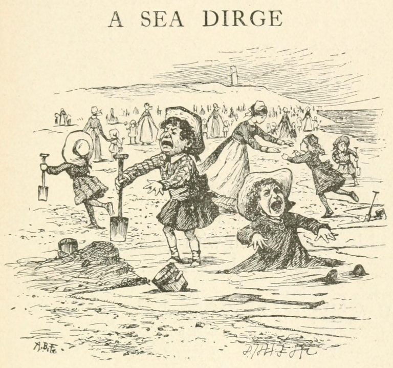A Sea Dirge Poem - The sea, beach and children Illustration by Arthur B. Frost