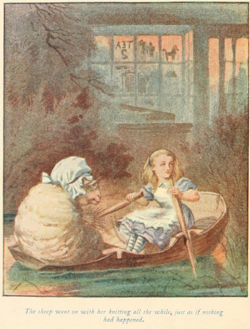 Through the Looking-Glass - The Sheep went on with her knitting all the while, just as if nothing had happened Illustration by John Tenniel