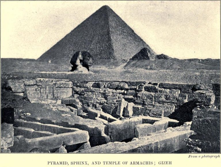 Pyramid, Sphinx, and Temple of Armachis, Gizeh From a photograph