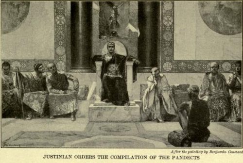 Justinian Orders the Compilation of the Pandects After the painting by Benjamin Constant