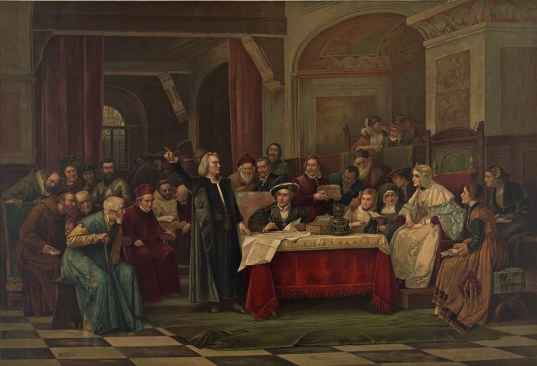 Columbus at the Court of Spain After the painting by Vaczlav Brozik, Metropolitan Museum, New York