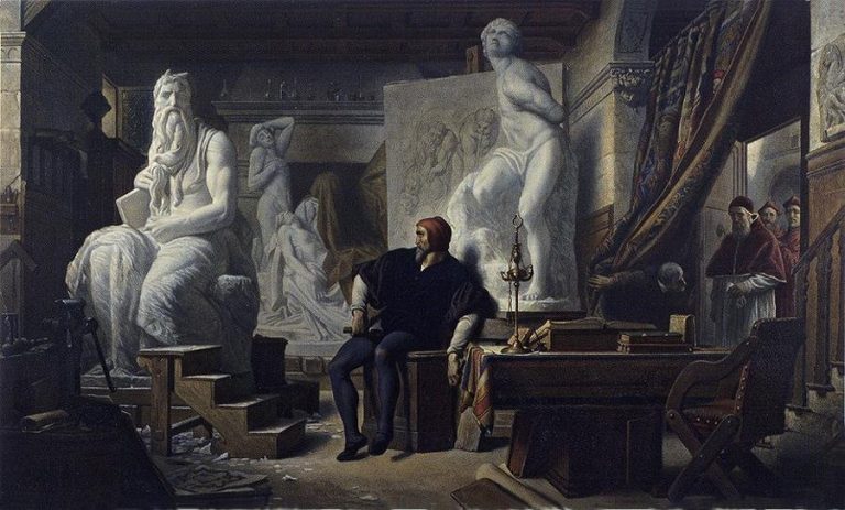 Michael Angelo in His Studio Visited by Pope Julius II After the painting by Haman