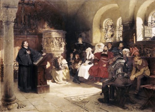 Luther Preaching at Wartburg After the painting by Hugo Vogel