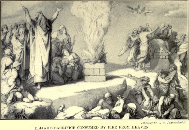 Elijah's Sacrifice Consumed by Fire from Heaven After the painting by C.G. Pfannschmidt