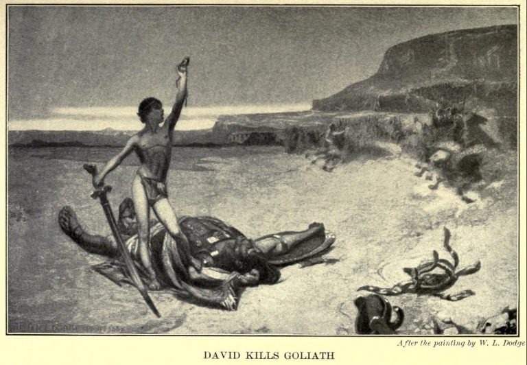 David Kills Goliath After the painting by W.L. Dodge