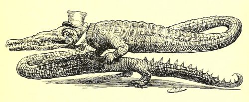 Sylvie and Bruno - A Changed Crocodile Illustration by Harry Furniss
