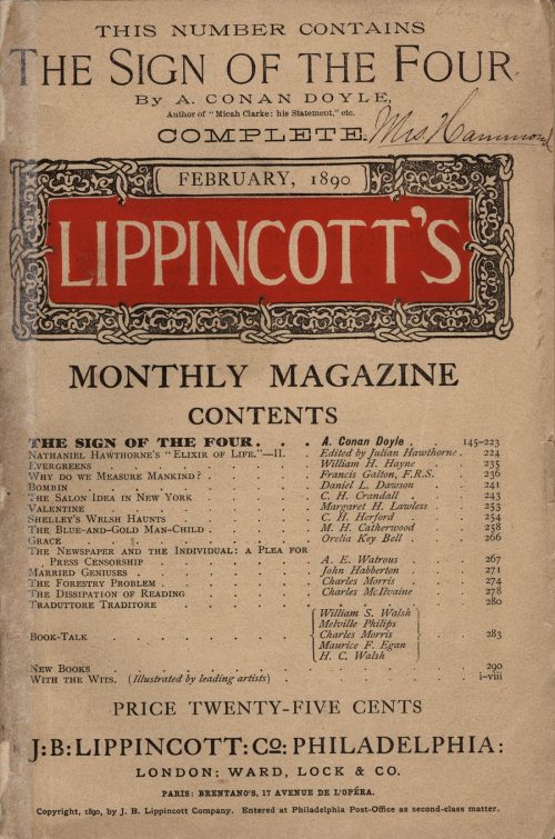 Sherlock Holmes The Sign of The Four Lippincott's Monthly Magazine 1890