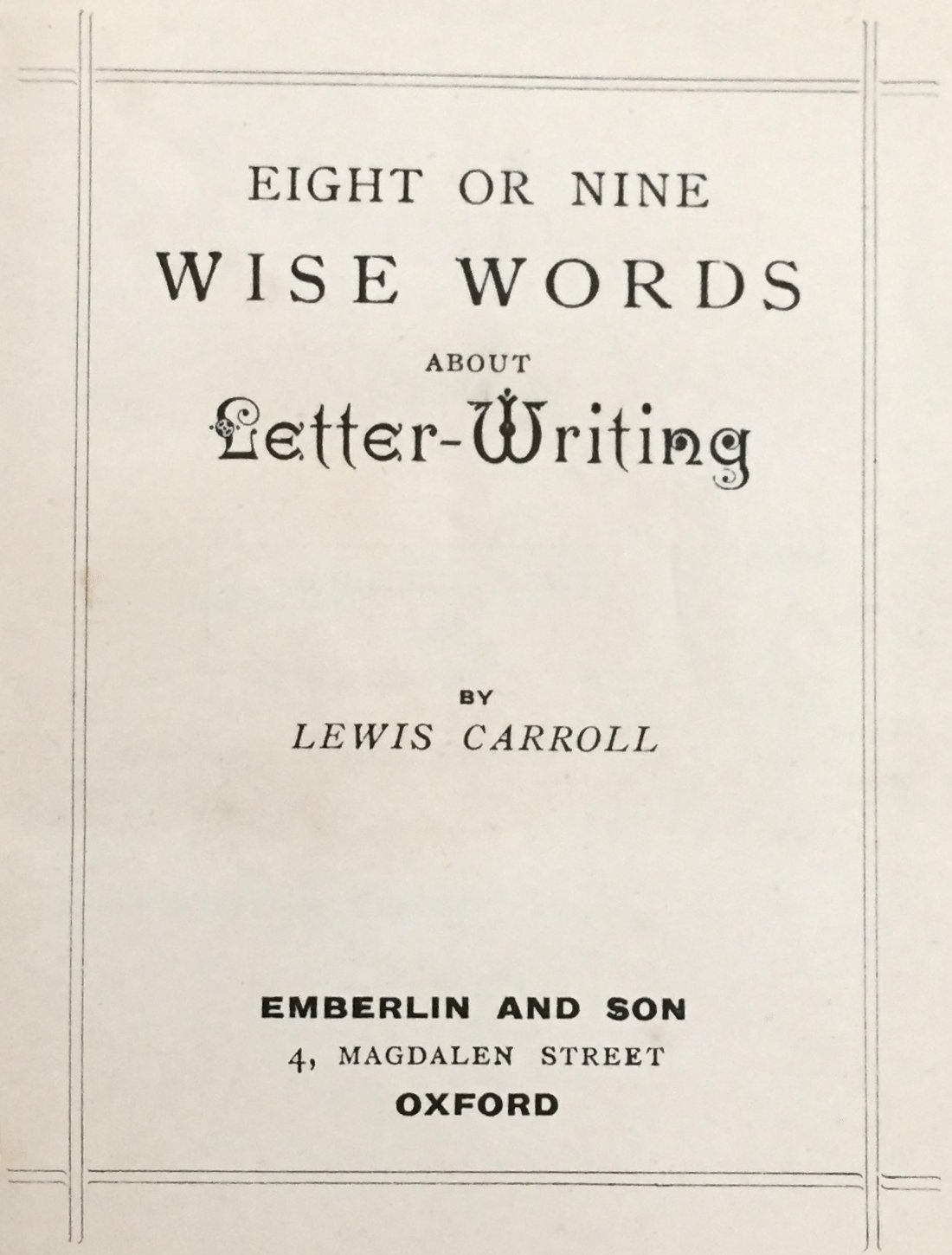 The Selected Letters of Lewis Carroll, LEWIS CARROLL