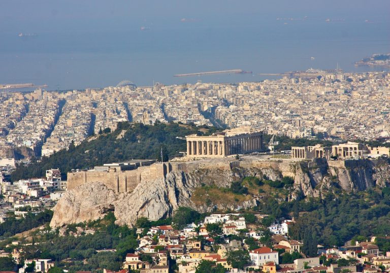 Acropolis Athens Greece as seen from Exarchion Photograph