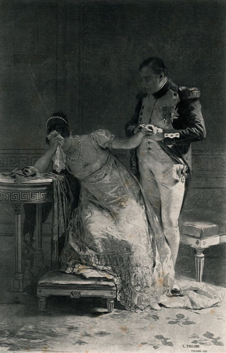 Napoleon Informs Empress Josephine of His Intention to Divorce Her After the painting by Eleuterio Pagliano
