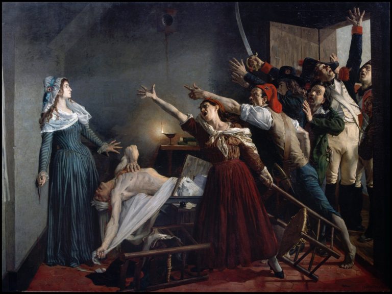 Murder of Marat by Charlotte Corday, painting by J. Weerts