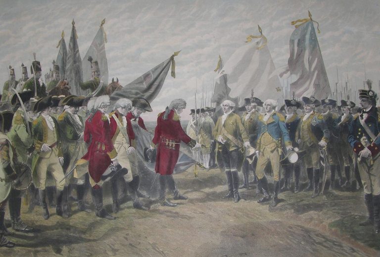 Surrender of General Cornwallis at Yorktown. After the painting by Charles Édouard Armand Dumaresq