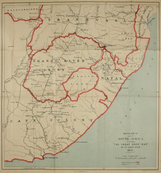 The Great Boer War Map of south Africa