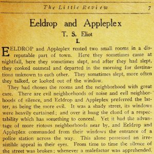 The Little Review : Eeldrop and Appleplex by T. S. Eliot