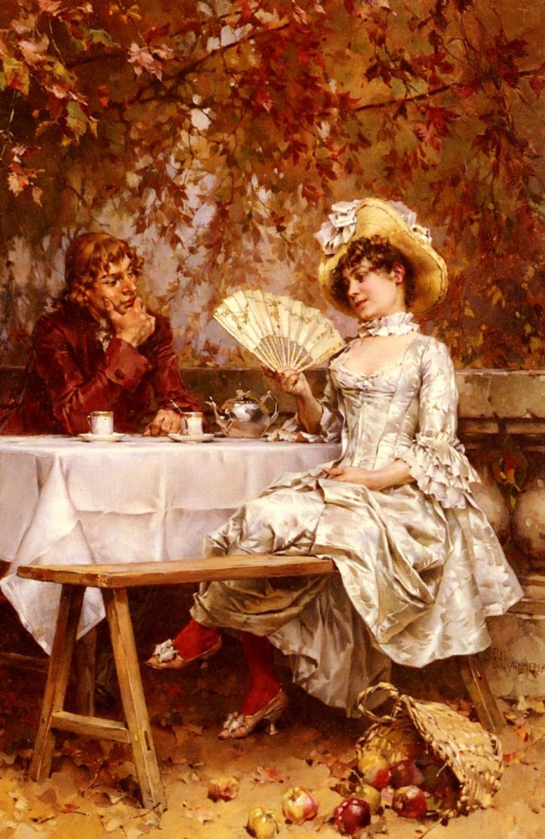 Tea in the Garden, Autumn Painting by Frederick Hendrik Kaemmerer