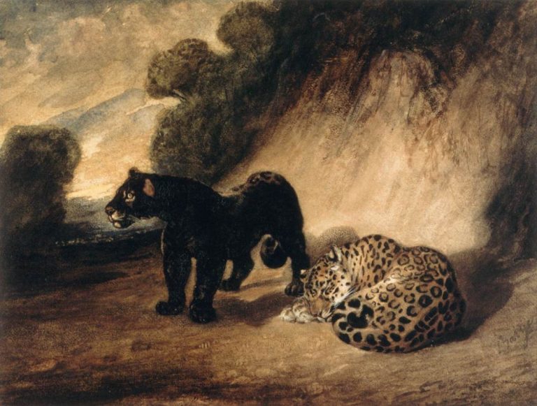 Two Jaguars from Peru Painting by Antoine-Louis Barye